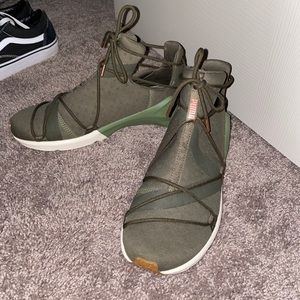 olive green fierce lace up puma trainers